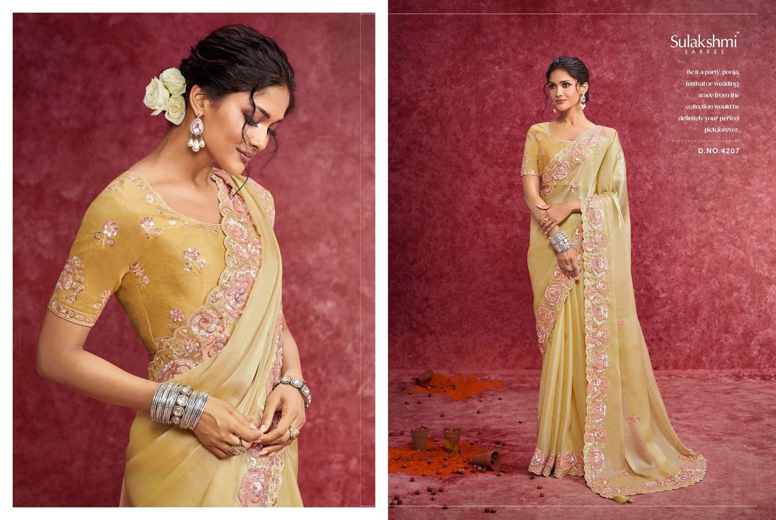  Ambika By Sulakshmi 4201 To 4209 Series Indian Traditional Wear Collection Fancy Colorful Party Wear Soft Silk Saree At Wholesale Price
